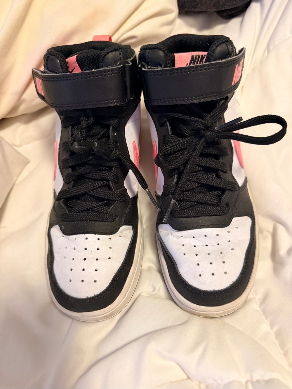 Nike Kids' High-Top Sneakers - Black, White & Pink size 4y good condition!